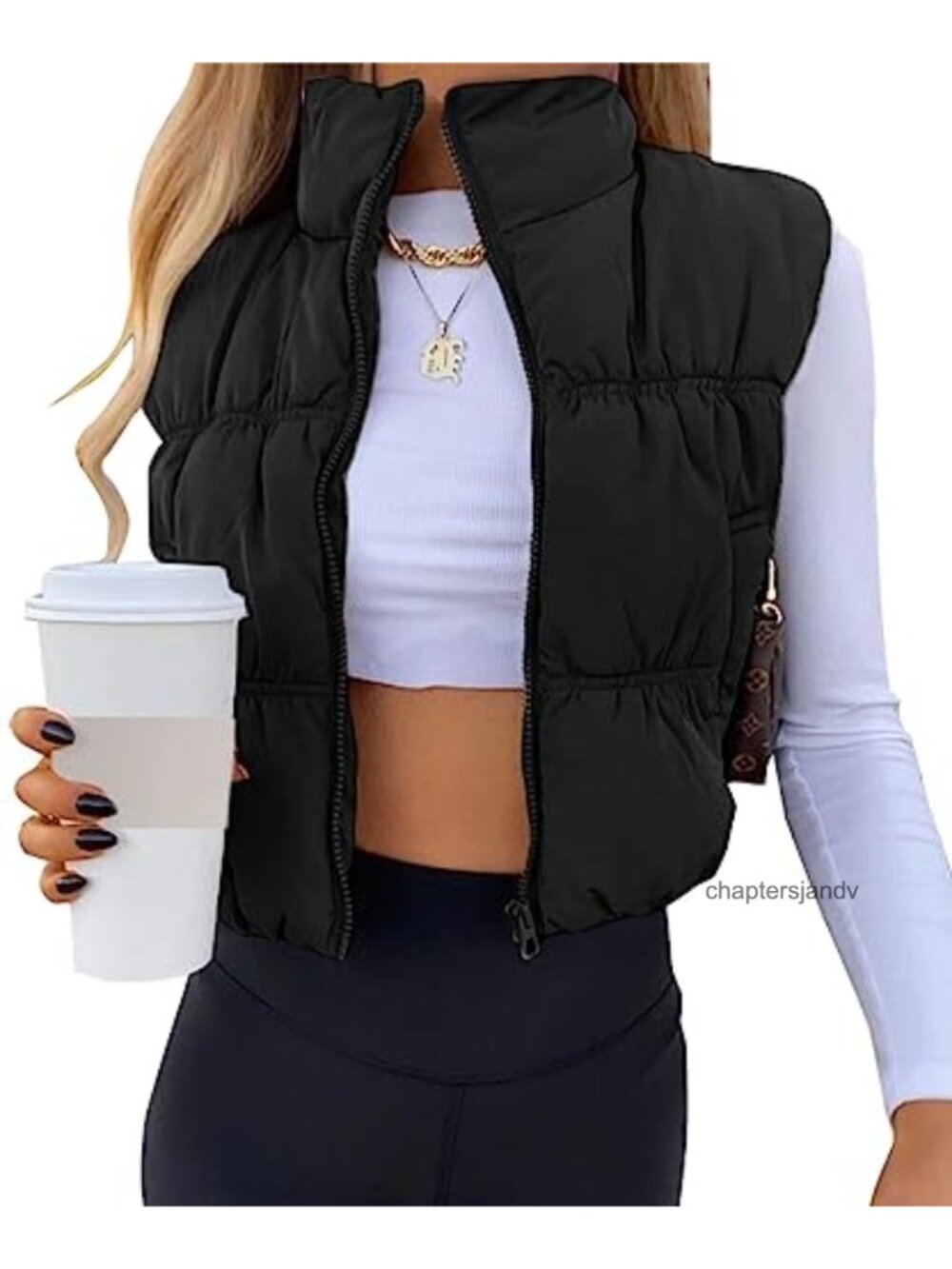 Women's Crop Puffer Vest Zip Up Sleeveless Quilted Padded Outerwear